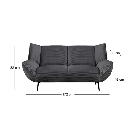EMERALD 2-Seater Sofa Anthracite Corduroy Fabric