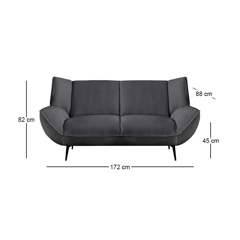 EMERALD 2-Seater Sofa Anthracite Corduroy Fabric