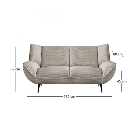 EMERALD 2-Seater Sofa Beige Corduroy Fabric
