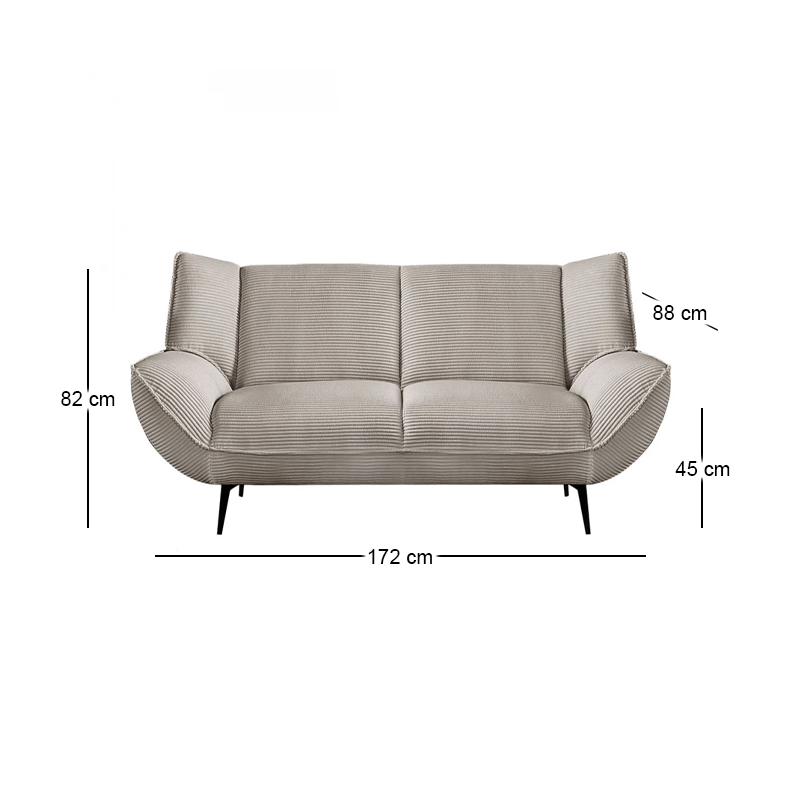 EMERALD 2-Seater Sofa Beige Corduroy Fabric