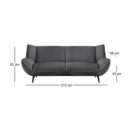EMERALD 3-Seater Sofa Anthracite Corduroy Fabric
