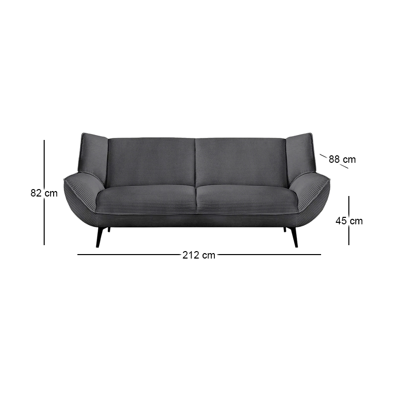 EMERALD 3-Seater Sofa Anthracite Corduroy Fabric