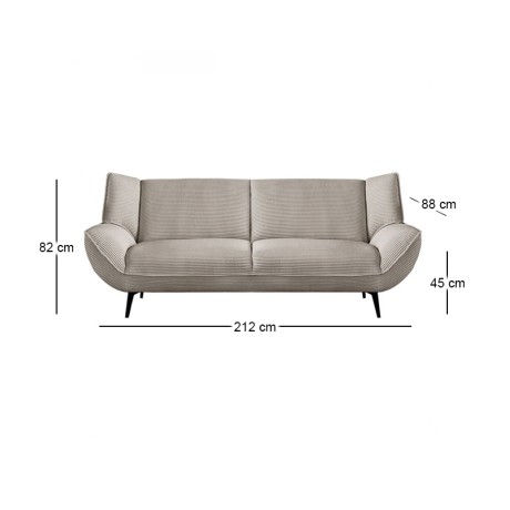 EMERALD 3-Seater Sofa Beige Corduroy Fabric