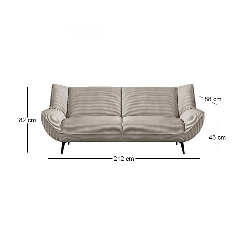 EMERALD 3-Seater Sofa Beige Corduroy Fabric