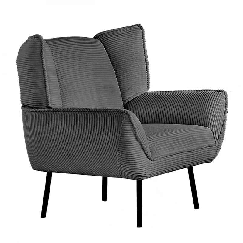 EMERALD Armchair Anthracite Corduroy Fabric