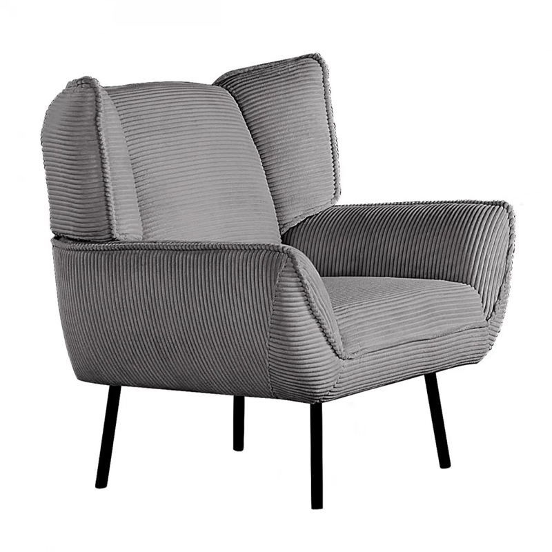 EMERALD Armchair Grey Corduroy Fabric