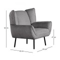 EMERALD Armchair Grey Corduroy Fabric