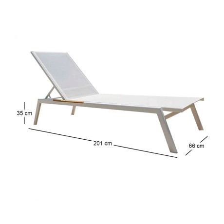 EMILY Lounger Alu White/Textilene White