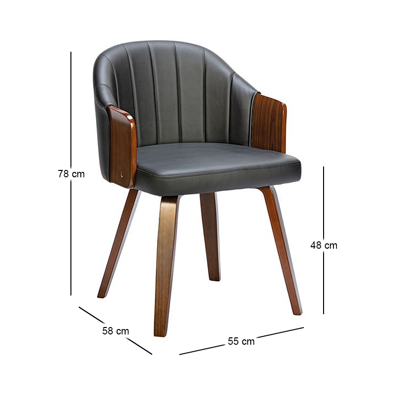 ENZO Armchair Walnut/Pu Black