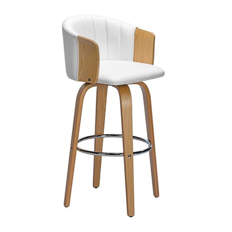 ENZO Bar Stool Natural/Pu White