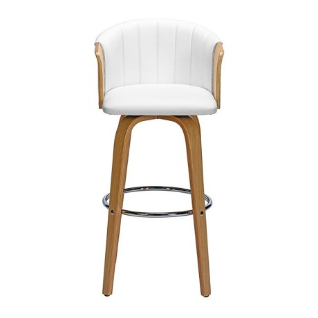 ENZO Bar Stool Natural/Pu White