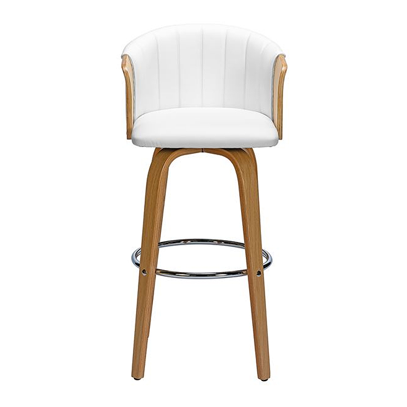 ENZO Bar Stool Natural/Pu White
