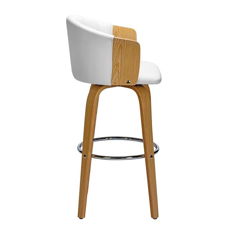 ENZO Bar Stool Natural/Pu White