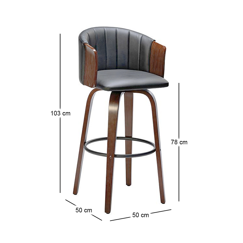 ENZO Bar Stool Walnut/Pu Black