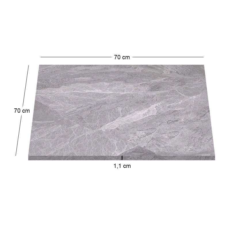 Sintered Stone Table Top 70x70cm/11mm Grey Marble (under MDF 50x50cm)