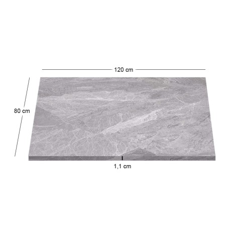 Sintered Stone Table Top 80x120cm/11mm Grey Marble (under MDF 50x90cm)