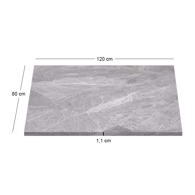 Sintered Stone Table Top 80x120cm/11mm Grey Marble (under MDF 50x90cm)
