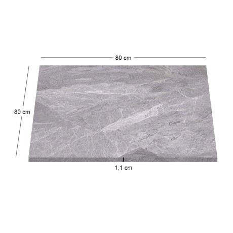 Sintered Stone Table Top 80x80cm/11mm Grey Marble (under MDF 50x50cm)