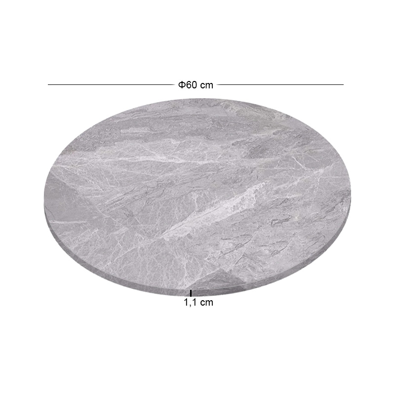 Sintered Stone Table Top D.60cm/11mm Grey Marble (under MDF 35x35cm)