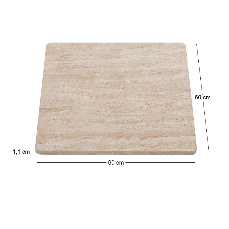 Επιφάνεια Μάρμαρο Sintered Stone, Απόχρωση Travertine Marble (MDF για στήριξη βάσης) 60x60cm/11mm