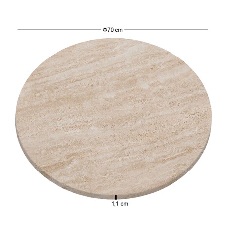 Επιφάνεια Μάρμαρο Sintered Stone, Απόχρωση Travertine Marble (MDF για στήριξη βάσης) Φ70cm/11mm