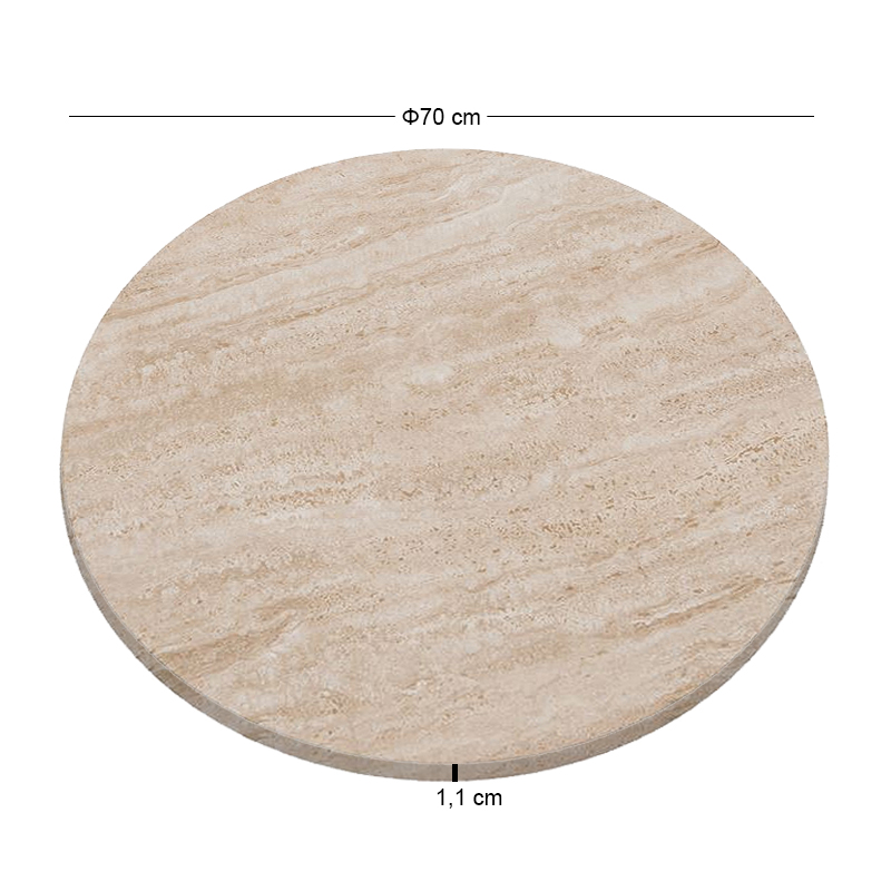 Επιφάνεια Μάρμαρο Sintered Stone, Απόχρωση Travertine Marble (MDF για στήριξη βάσης) Φ70cm/11mm