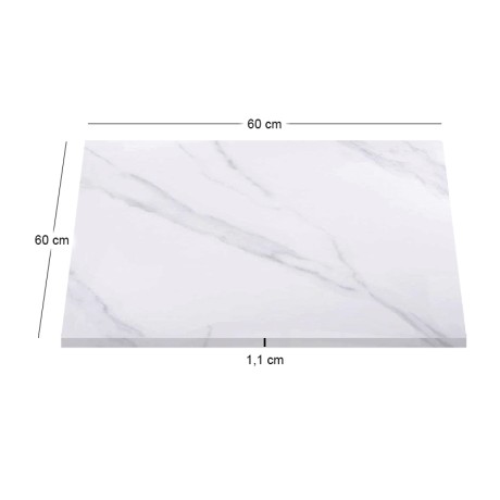 Sintered Stone Table Top 60x60cm/11mm White Marble (under MDF 40x40cm)