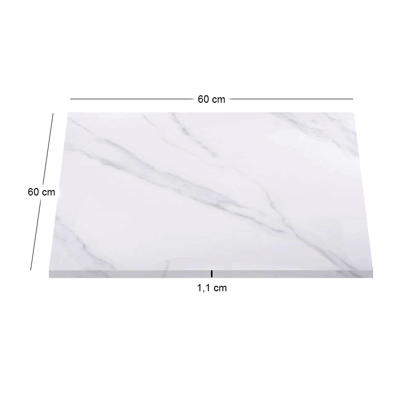 Sintered Stone Table Top 60x60cm/11mm White Marble (under MDF 40x40cm)