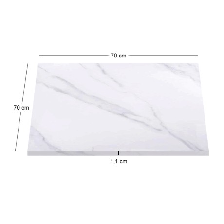 Sintered Stone Table Top 70x70cm/11mm White Marble (under MDF 50x50cm)