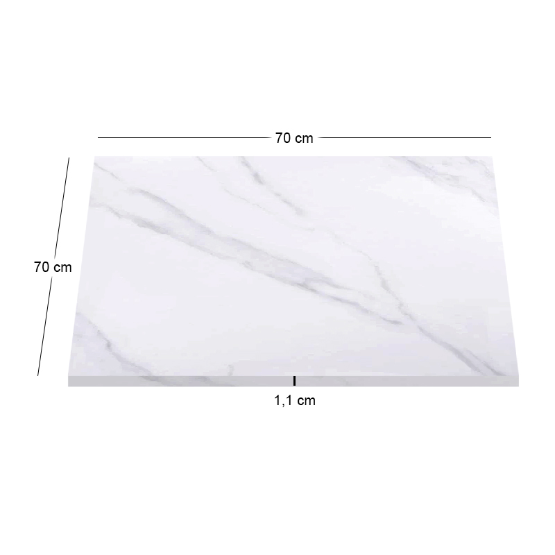 Επιφάνεια τραπεζιού sintered stone χρώμα λευκό εφέ μαρμάρου 70x70εκ.