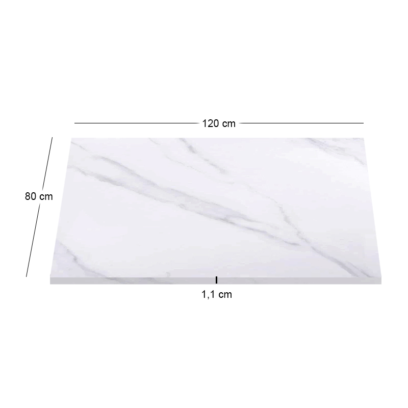 Επιφάνεια Μάρμαρο Sintered Stone, Απόχρωση White Marble (MDF για στήριξη βάσης) 80x120cm/11mm