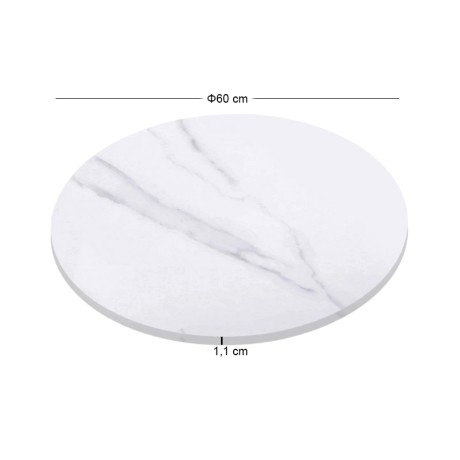 Sintered Stone Table Top D.60cm/11mm White Marble (under MDF 35x35cm)