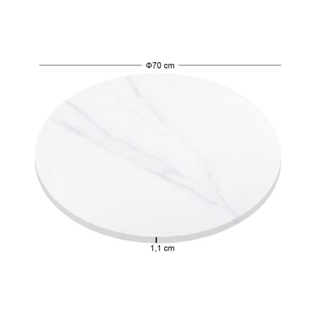 Sintered Stone Table Top D.70cm/11mm White Marble (under MDF 45x45cm)