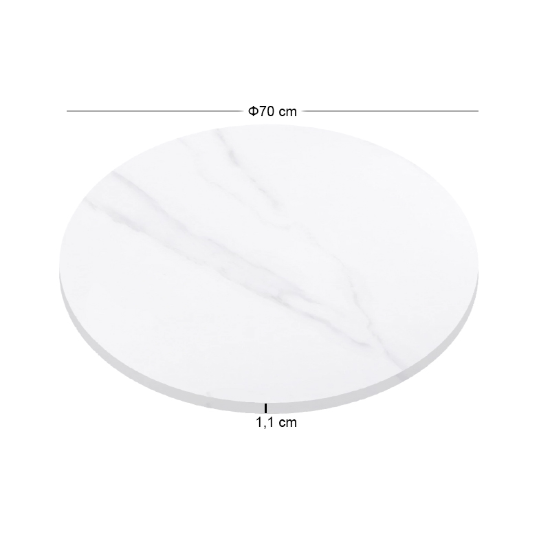 Sintered Stone Table Top D.70cm/11mm White Marble (under MDF 45x45cm)