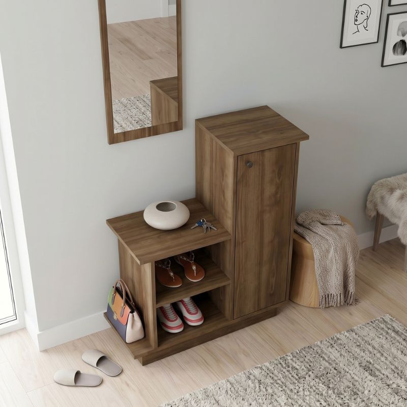 Cute Megapap melamine entrance furniture in walnut color 90x35x95cm.