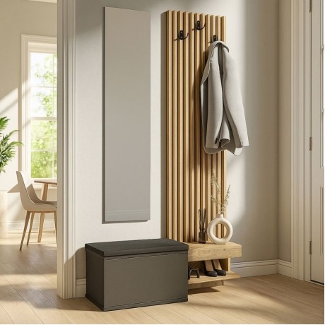 Dumont Megapap melamine coat stand in anthracite - sepet oak color 104.8x35x198cm.