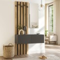Kanso Megapap melamine coat stand in anthracite - sepet oak color 100x35x196.7cm.