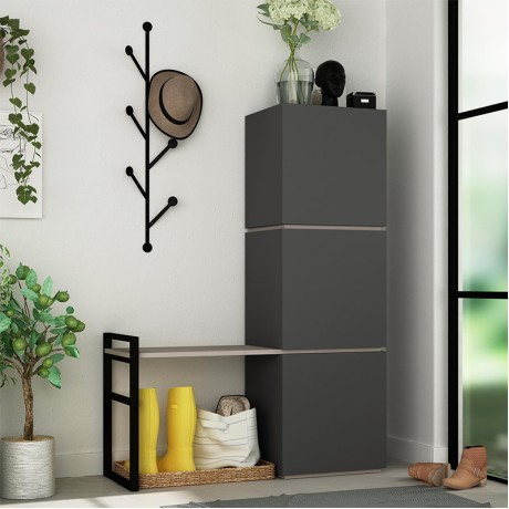 Mello Megapap melamine hallway stand with hanger in anthracite color 109x39x149cm.
