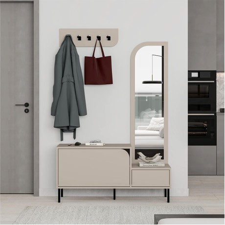 Έπιπλο εισόδου Mila Megapap με κρεμάστρα χρώμα sandstone120x37x171,6εκ.