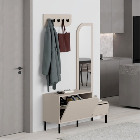 Έπιπλο εισόδου Mila Megapap με κρεμάστρα χρώμα sandstone120x37x171,6εκ.