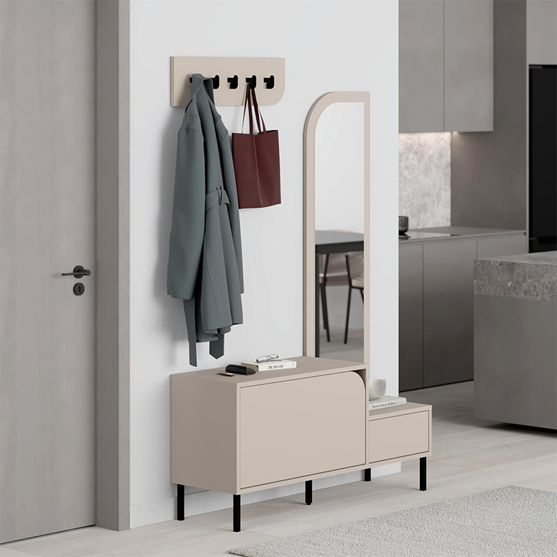 Έπιπλο εισόδου Mila Megapap με κρεμάστρα χρώμα sandstone120x37x171,6εκ.