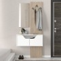 Naro Megapap melamine coat stand in white - sepet oak color 90x35x204.2cm.