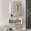 Naro Megapap melamine coat stand in white - sepet oak color 90x35x204.2cm.
