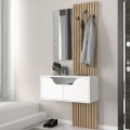 Naro Megapap melamine coat stand in white - sepet oak color 90x35x204.2cm.