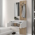 Naro Megapap melamine coat stand in white - sepet oak color 90x35x204.2cm.