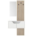 Naro Megapap melamine coat stand in white - sepet oak color 90x35x204.2cm.