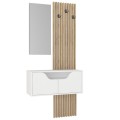 Naro Megapap melamine coat stand in white - sepet oak color 90x35x204.2cm.