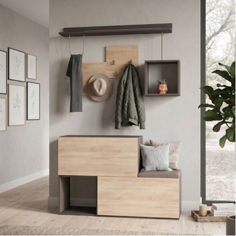 Έπιπλο εισόδου - παπουτσοθήκη Holdon Megapap sapphire oak/ανθρακί 120x36,5x87,5εκ.