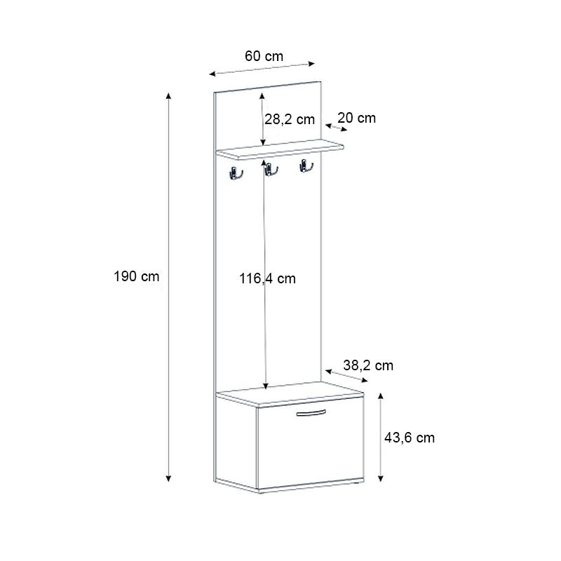 Έπιπλο εισόδου Track Megapap χρώμα καρυδί 60x38,2x190εκ.