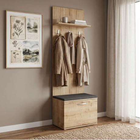 Έπιπλο εισόδου Track Megapap χρώμα sapphire oak 60x38,2x190εκ.